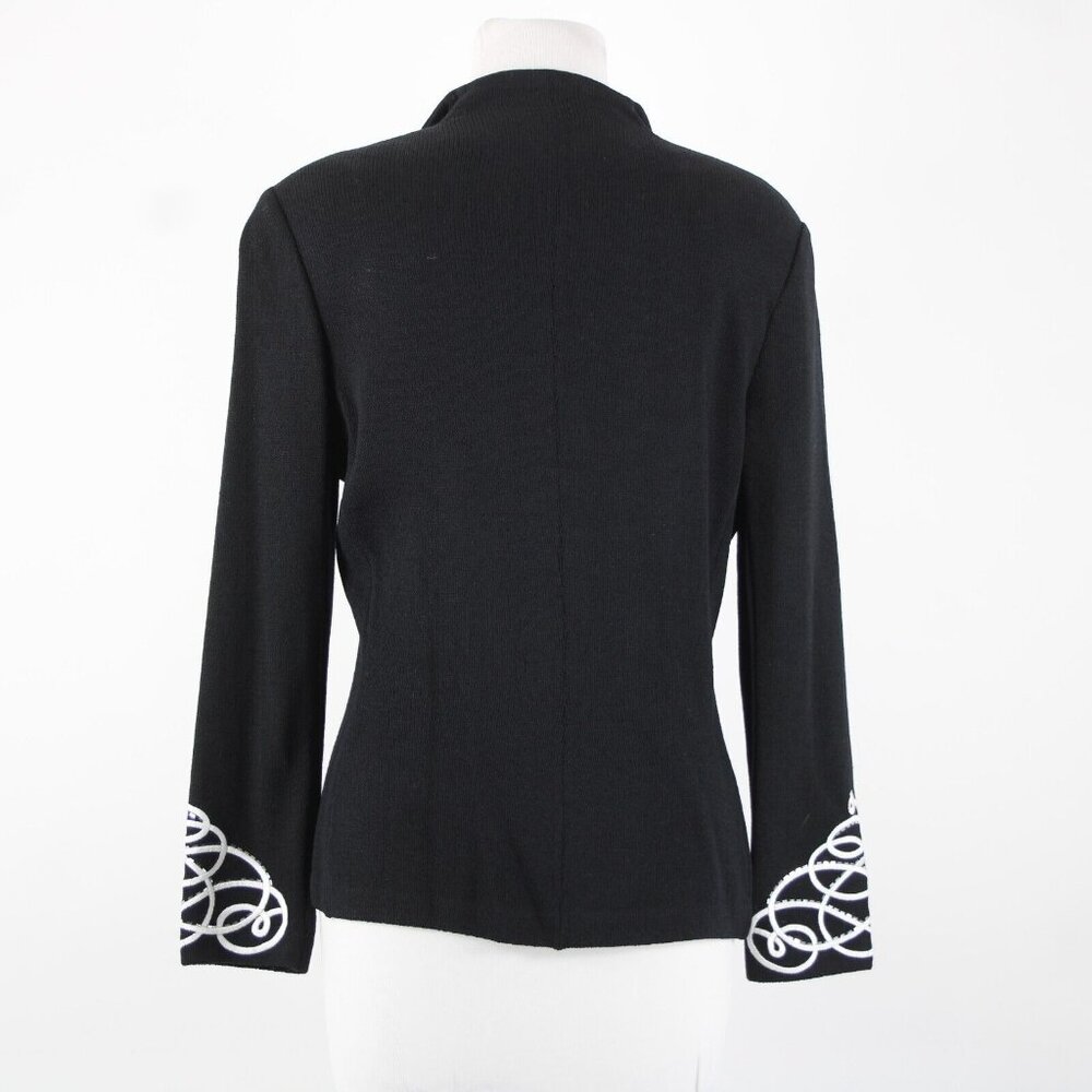 St John Evening Sz 8 Black White Paillette Rhinestones Santana Knit Jacket - Picture 6 of 16